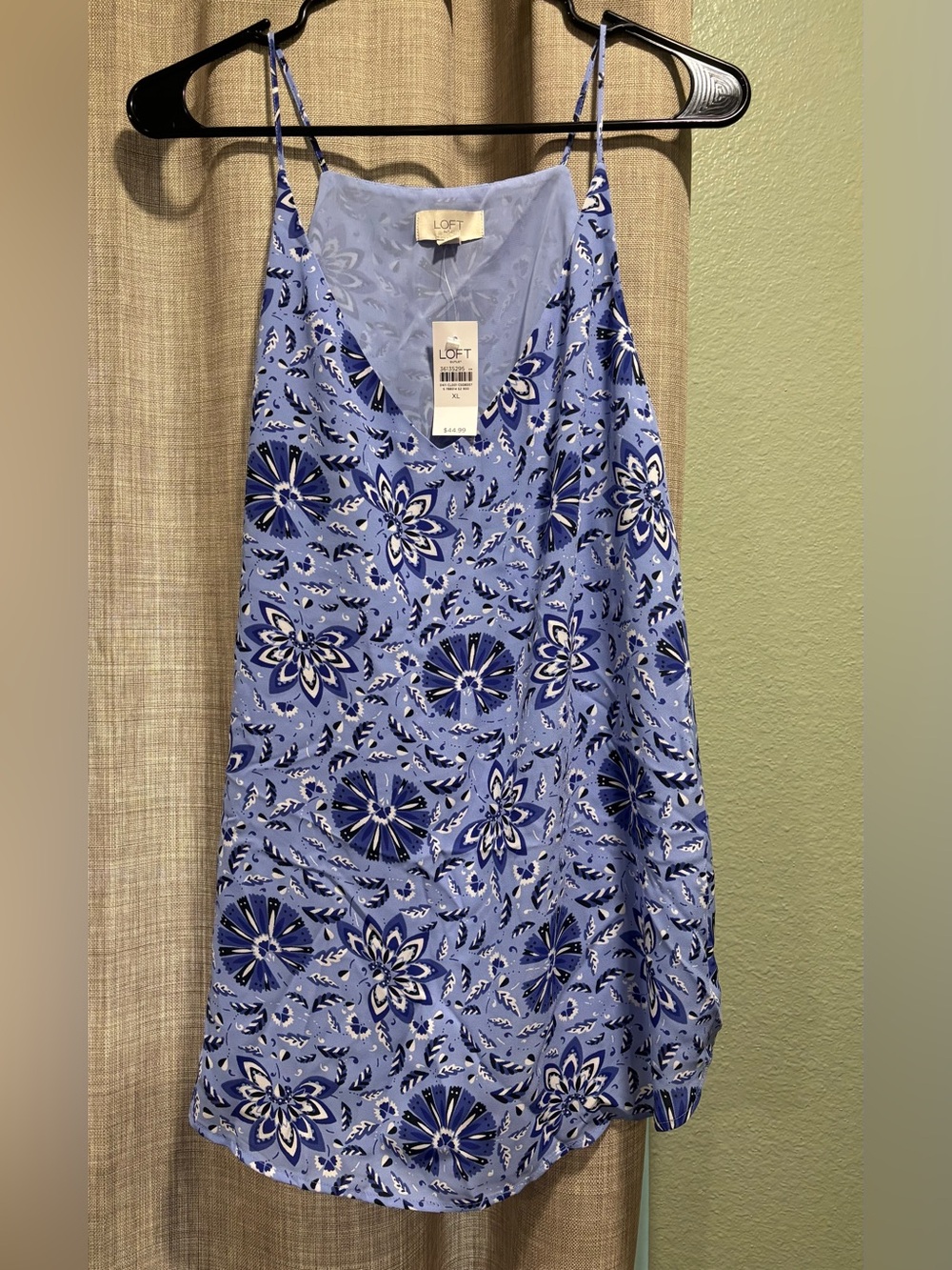 LOFT Light Blue Floral Print Spaghetti-Strap Camisole